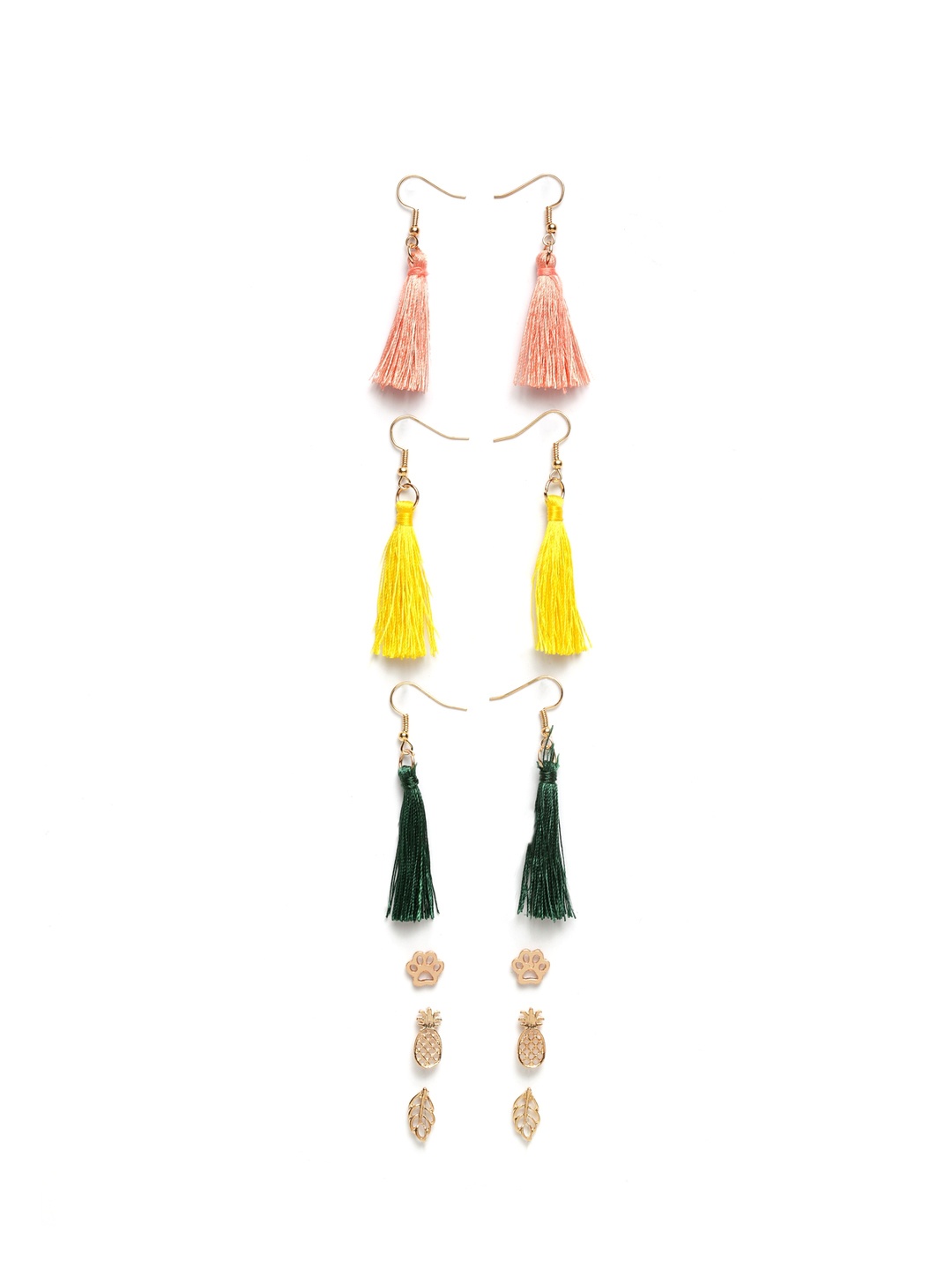 

Shining Diva Fashion Set of 6 Gold-Toned Contemporary Studs