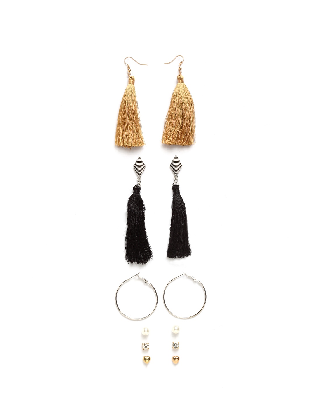 

Shining Diva Fashion Set of 6 Drop Earrings, Silver