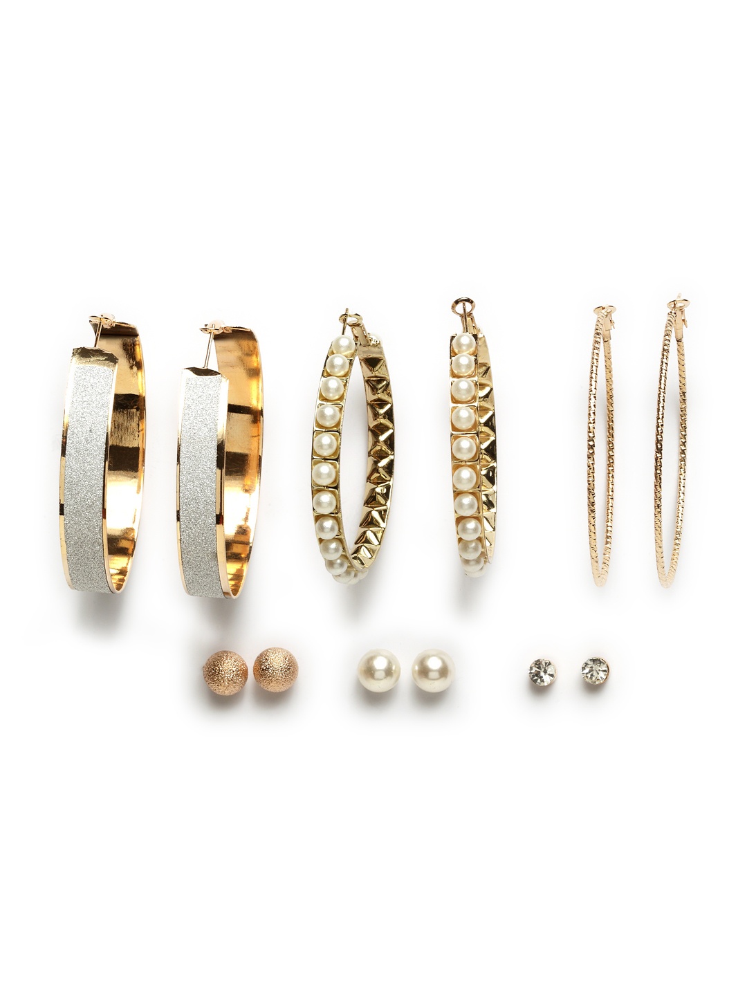 

Shining Diva Fashion Set of 6 Earrings, Gold