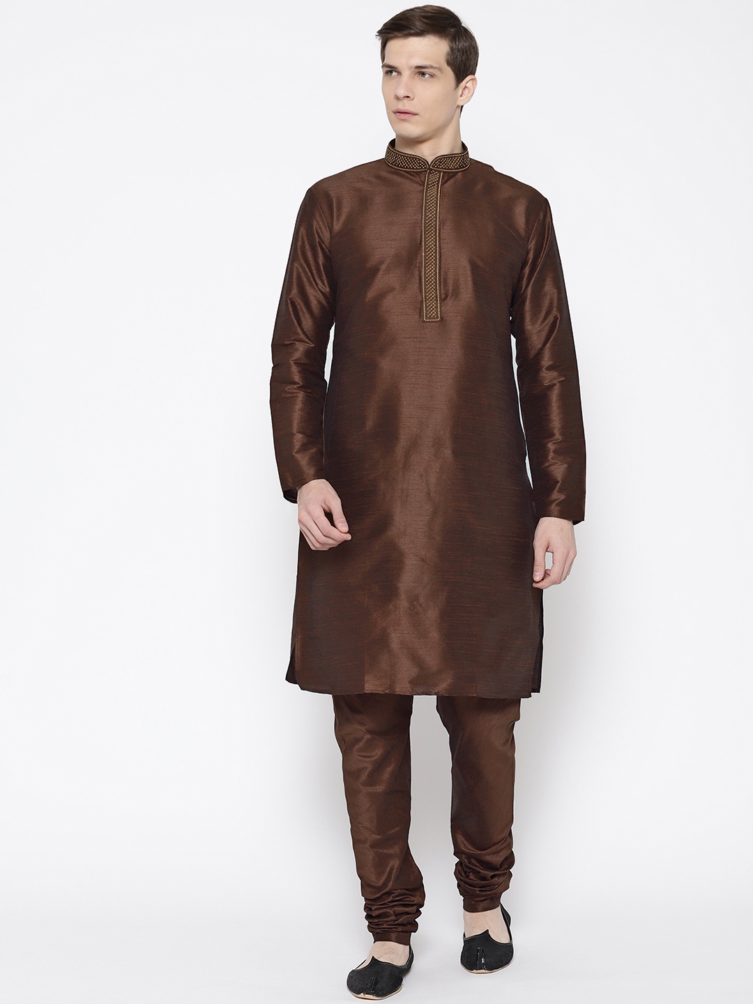 

SG LEMAN Men Coffee Brown Solid Kurta with Churidar