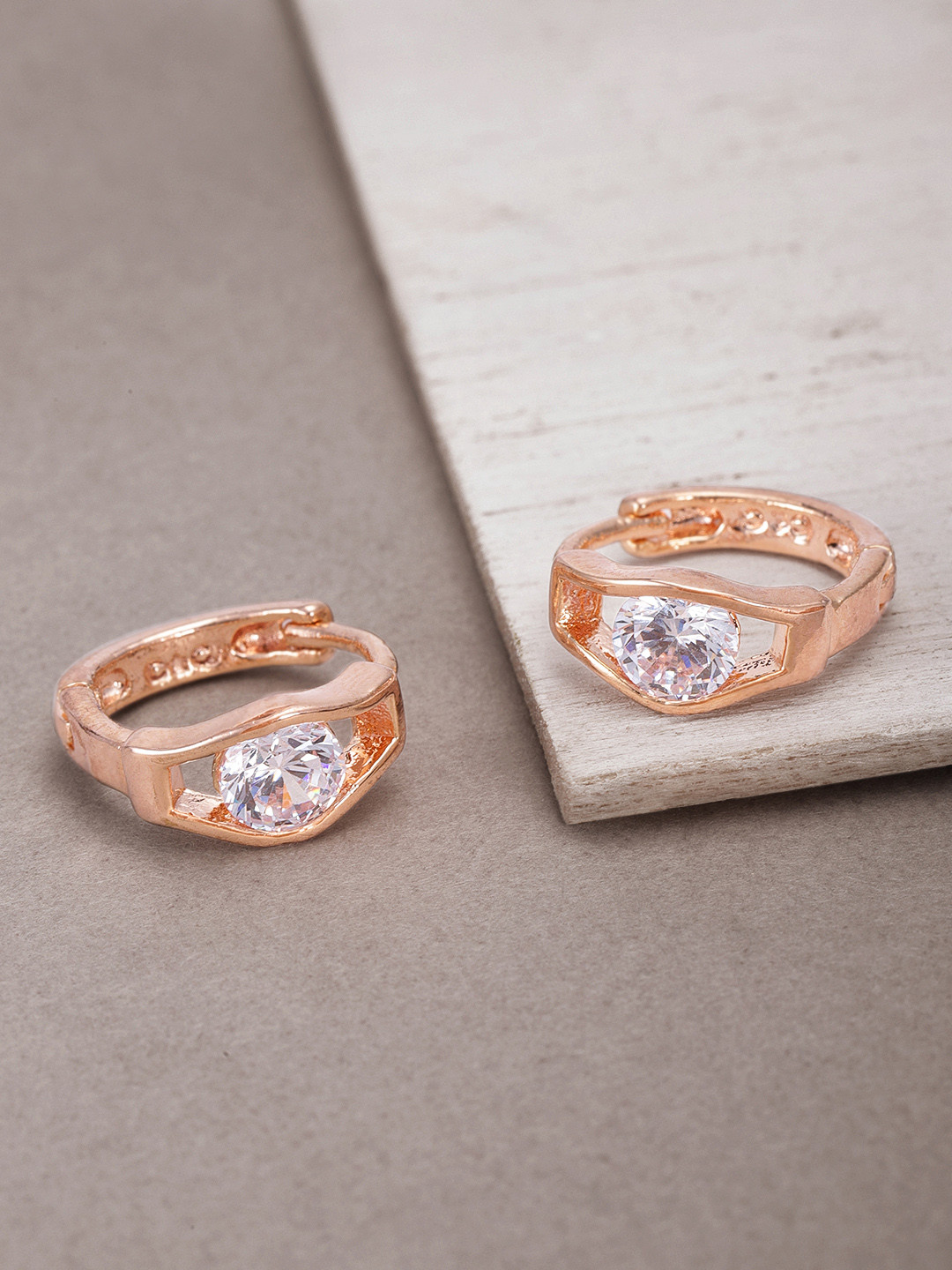 

Priyaasi Rose Gold-Plated American Diamond Studded Circular Studs