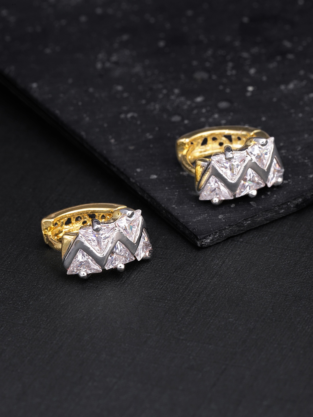 

Priyaasi Gold-Plated American Diamond Studded Circular Studs
