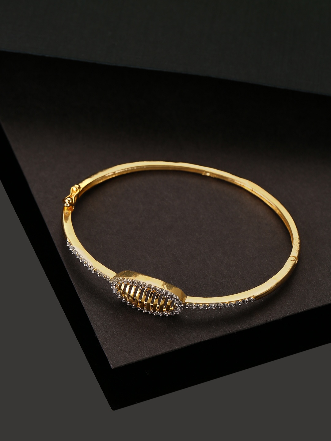 

Priyaasi Gold-Plated AD-Studded Handcrafted Bangle Style Bracelet