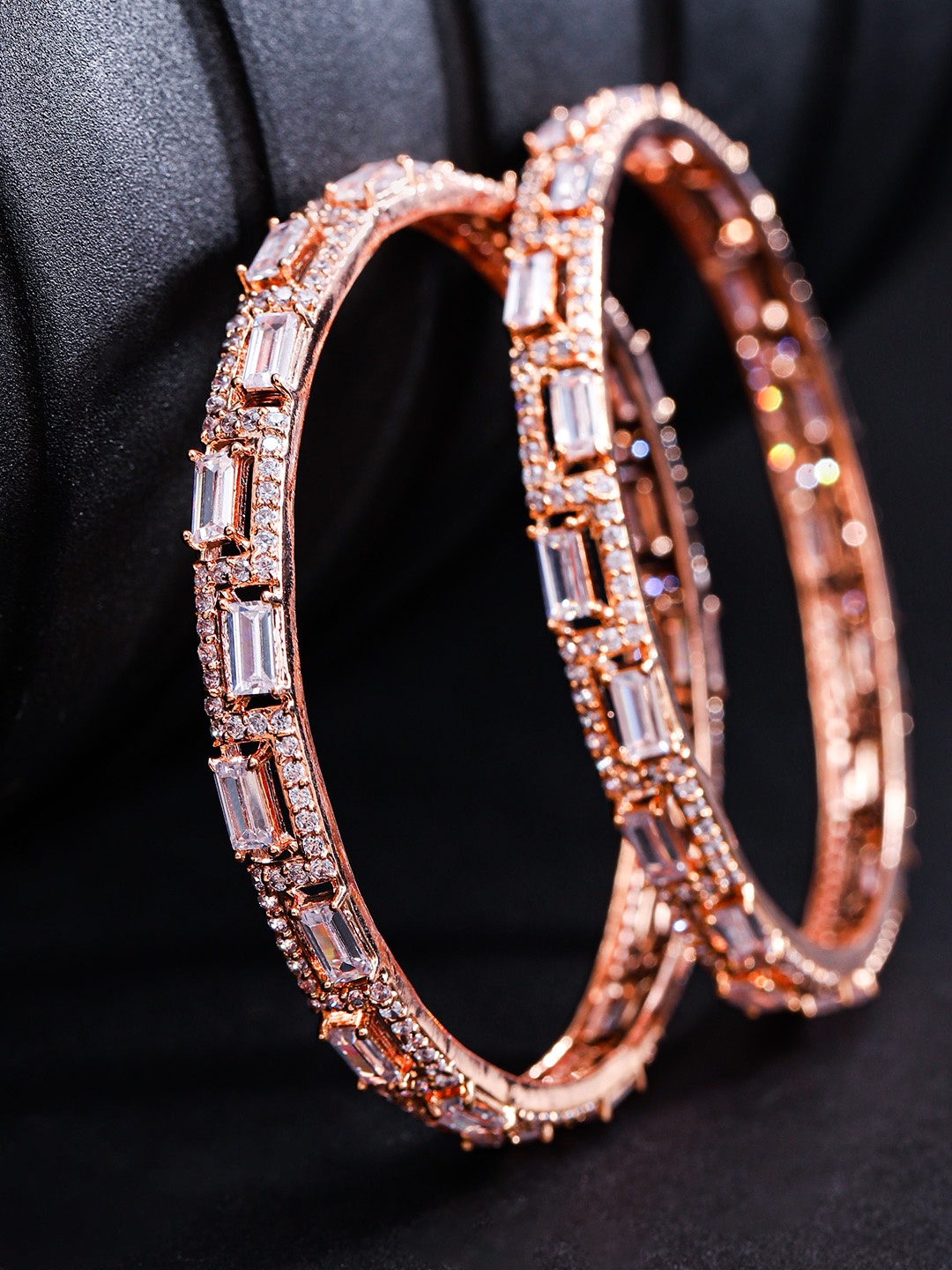 

Priyaasi Set Of 2 Rose-Gold Plated Handcrafted AD Studded Handcrafted Bangles