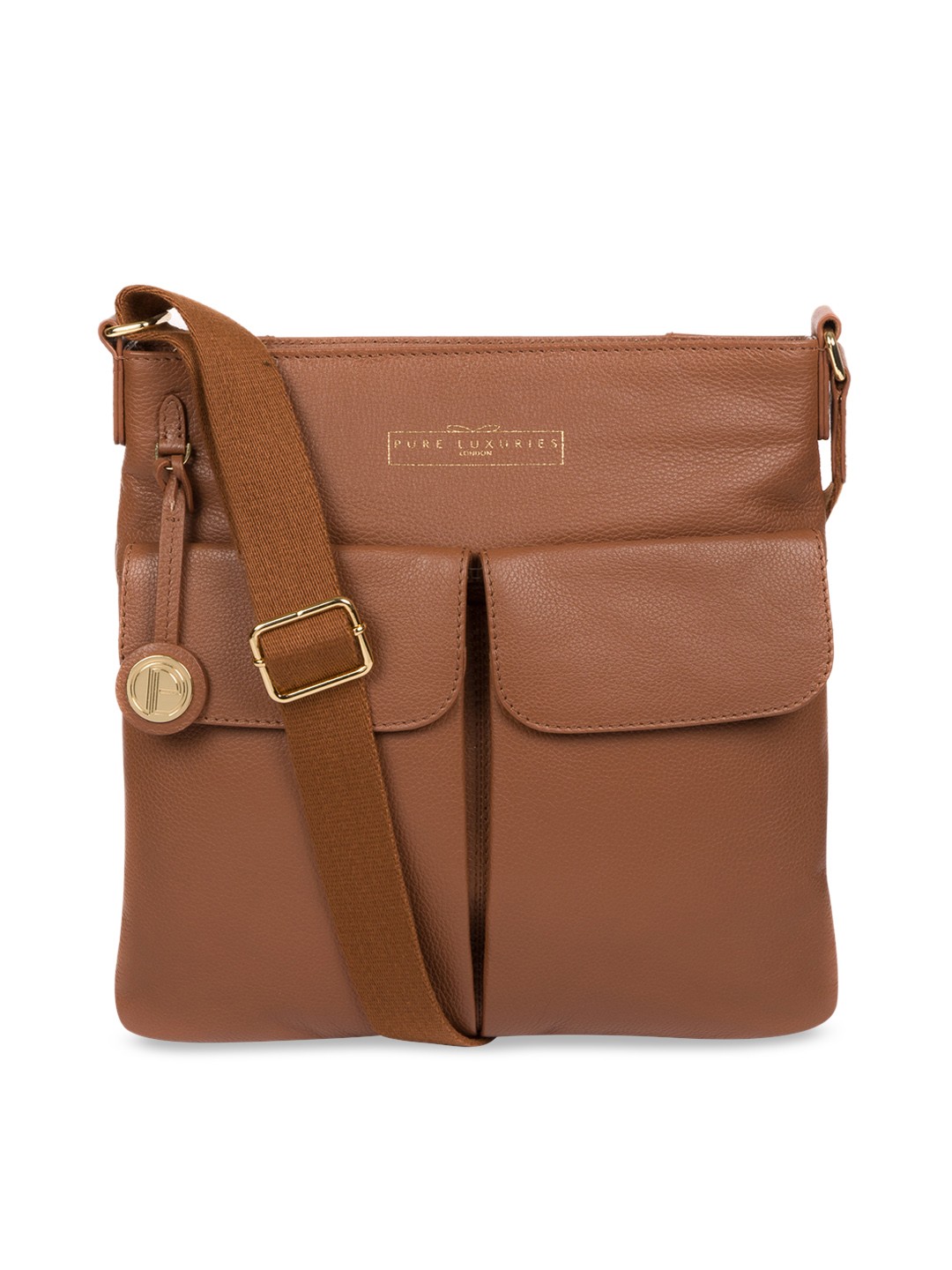 

PURE LUXURIES LONDON Women Tan Brown Solid Genuine Leather Soames Sling Bag