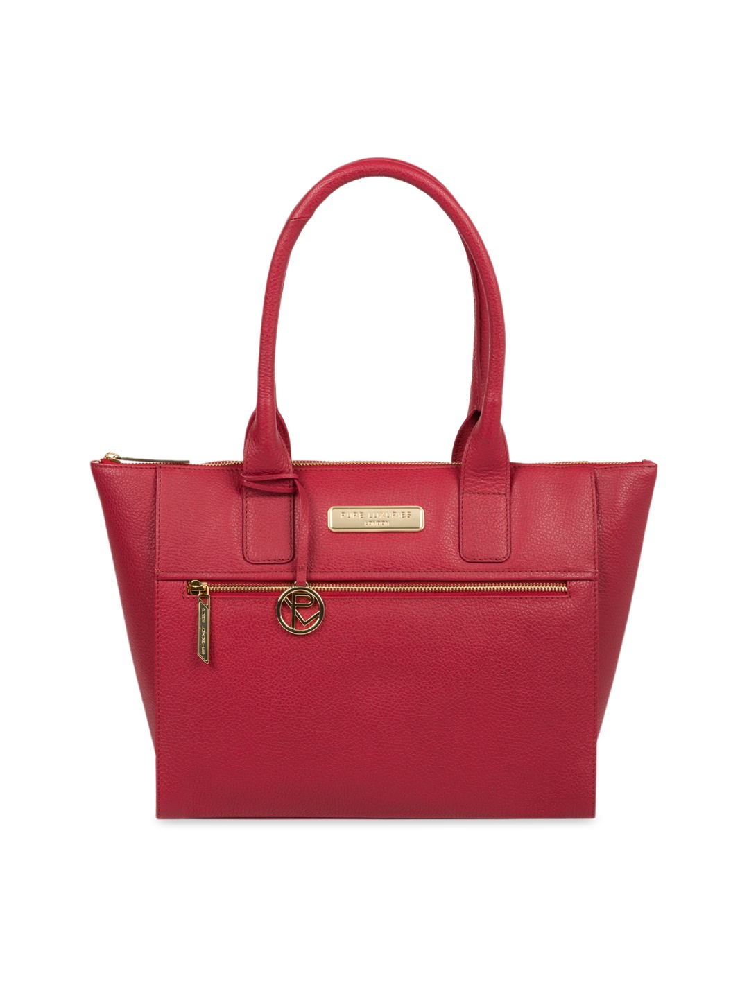 

PURE LUXURIES LONDON Women Red Solid Genuine Leather Faye Tote Bag