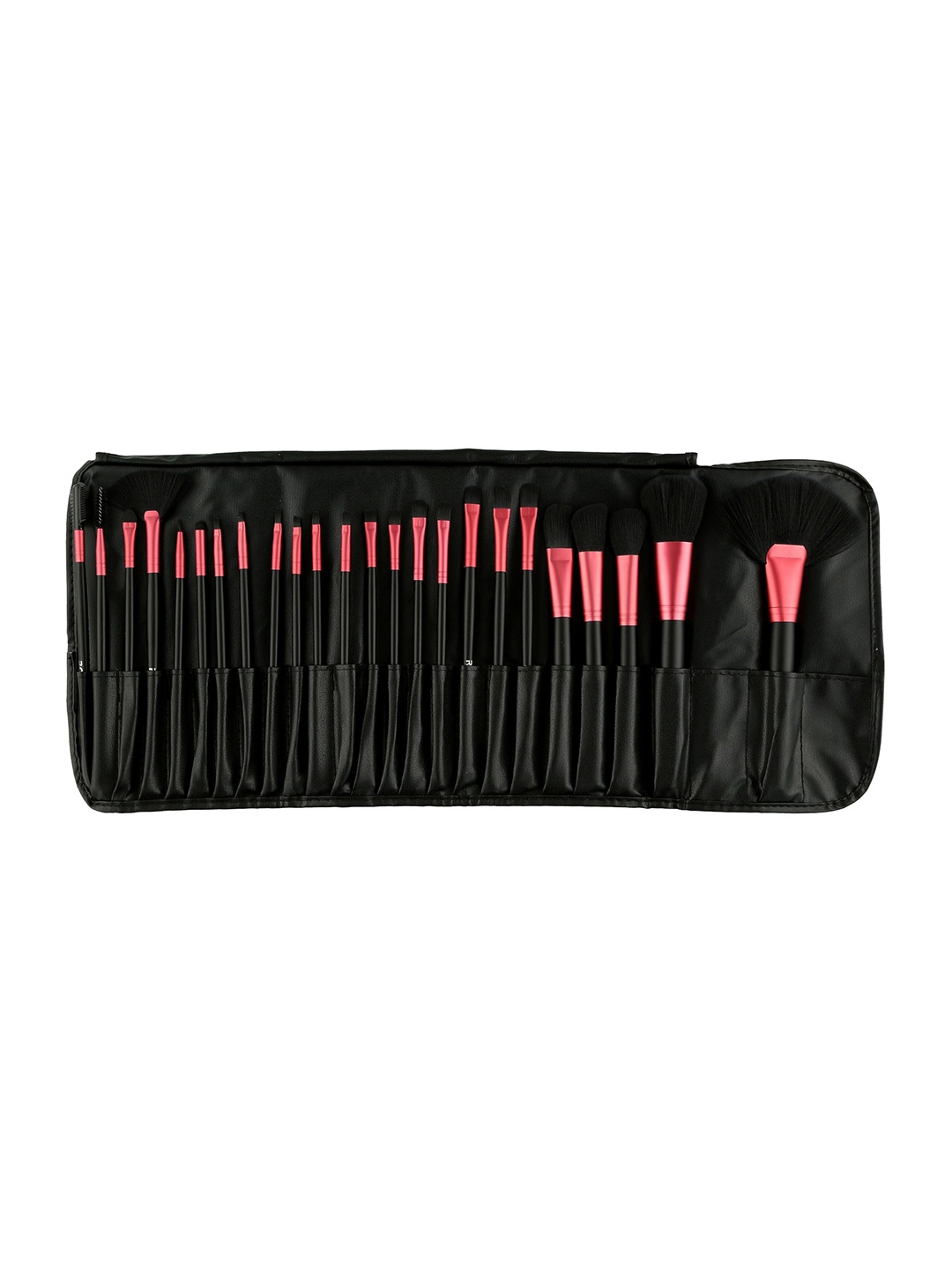 

Rozia Women 24 Pieces Wooden Handle Makeup Brush Set With Leather Pouch, Black