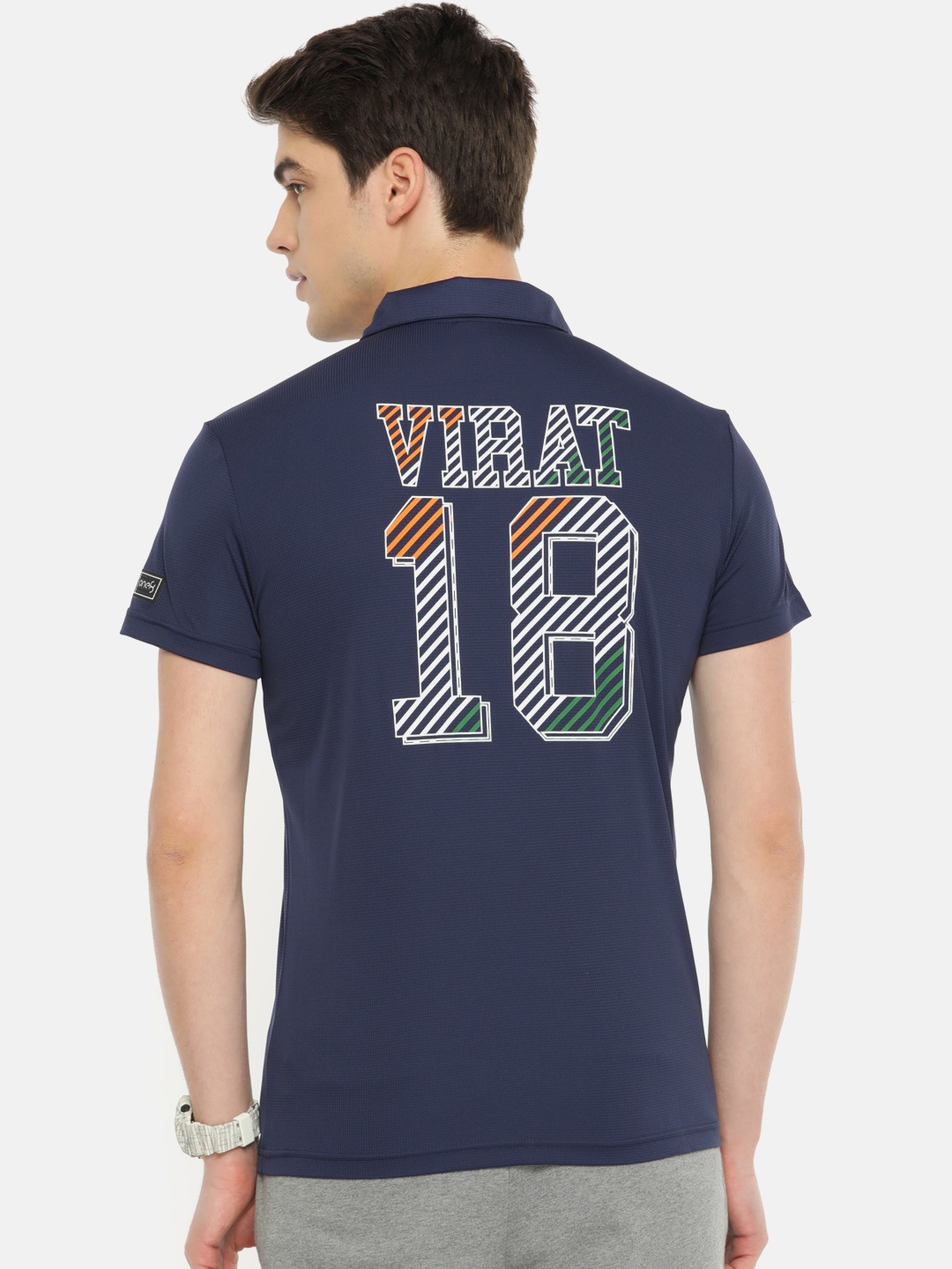 

Puma Unisex Navy Blue Printed Virat Kohli World Cup Stripe Polo Collar T-shirt
