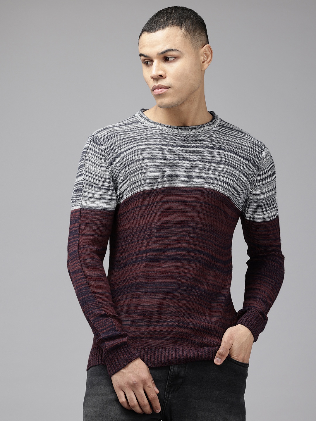 

Blackberrys Striped Pullover, Grey