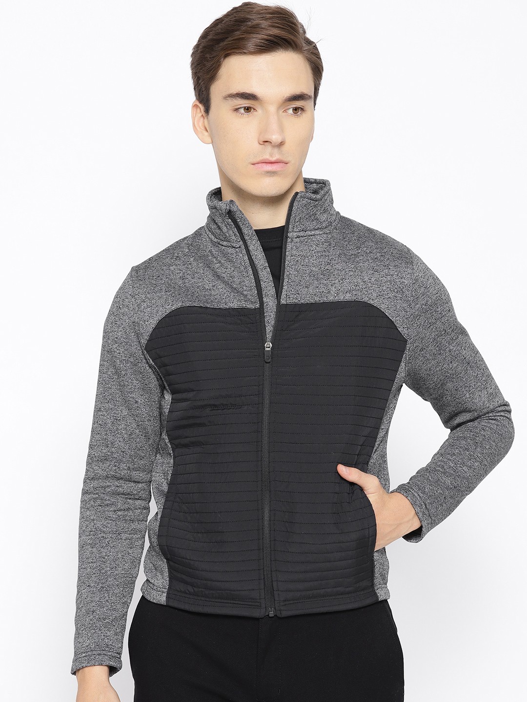 

Blackberrys Men Grey & Black Colourblocked Tailored Jacket