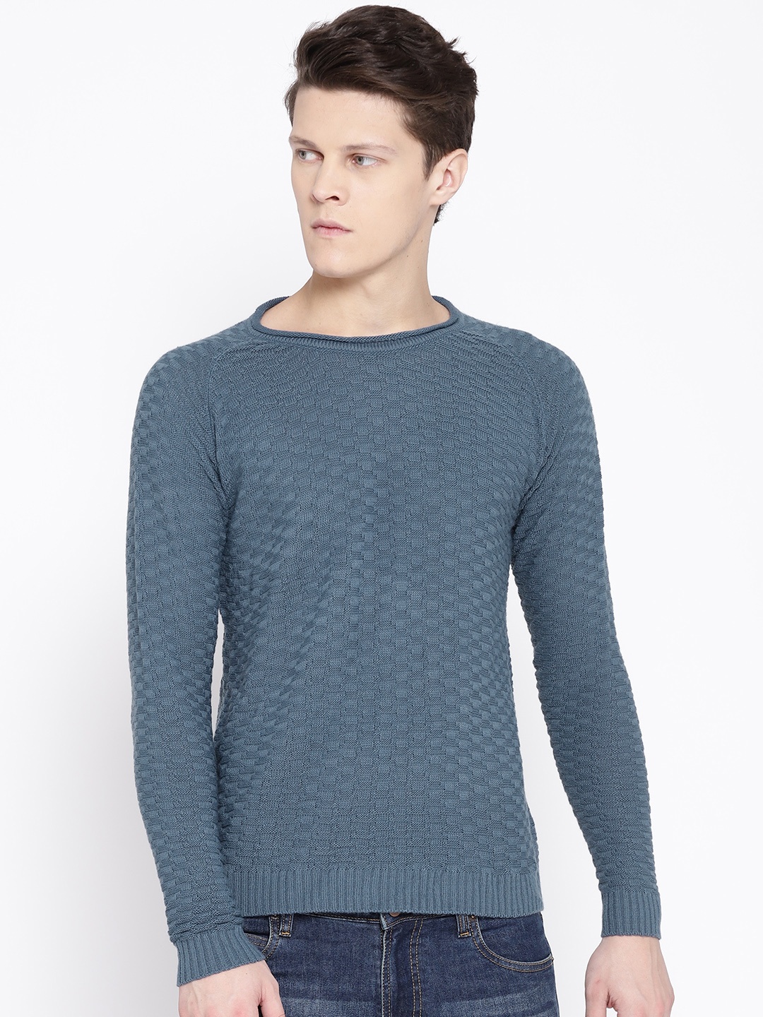 

Blackberrys Men Blue Self Design Sweater