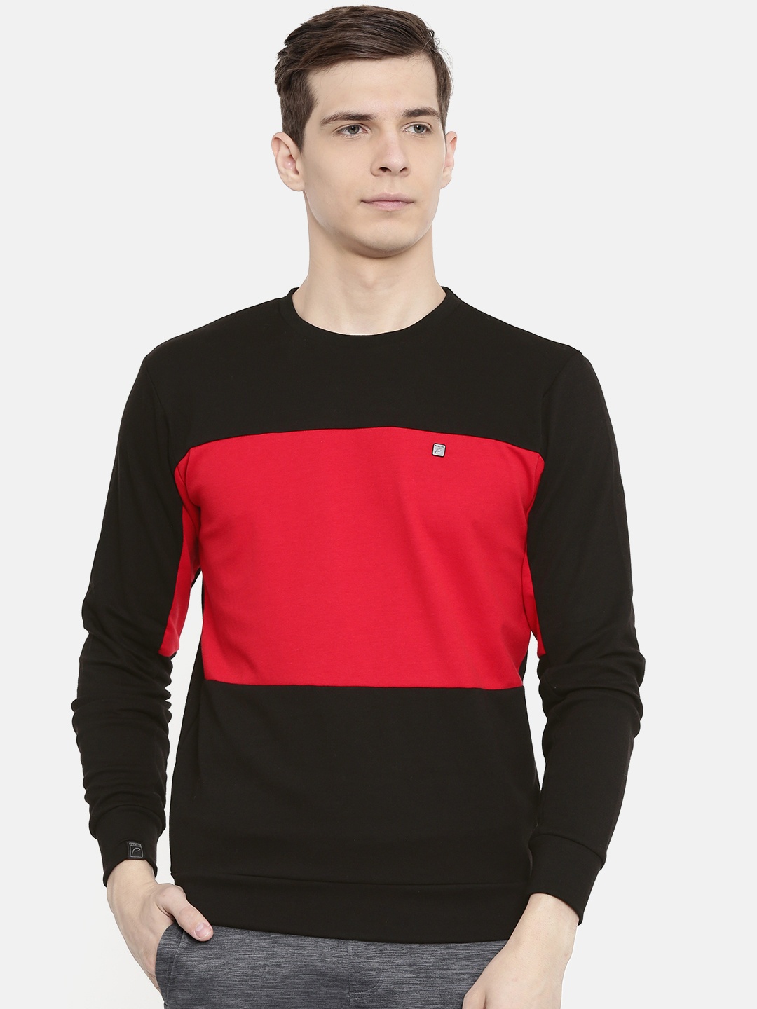 

Proline Active Men Black & Red Prodry Colourblocked Sweatshirt