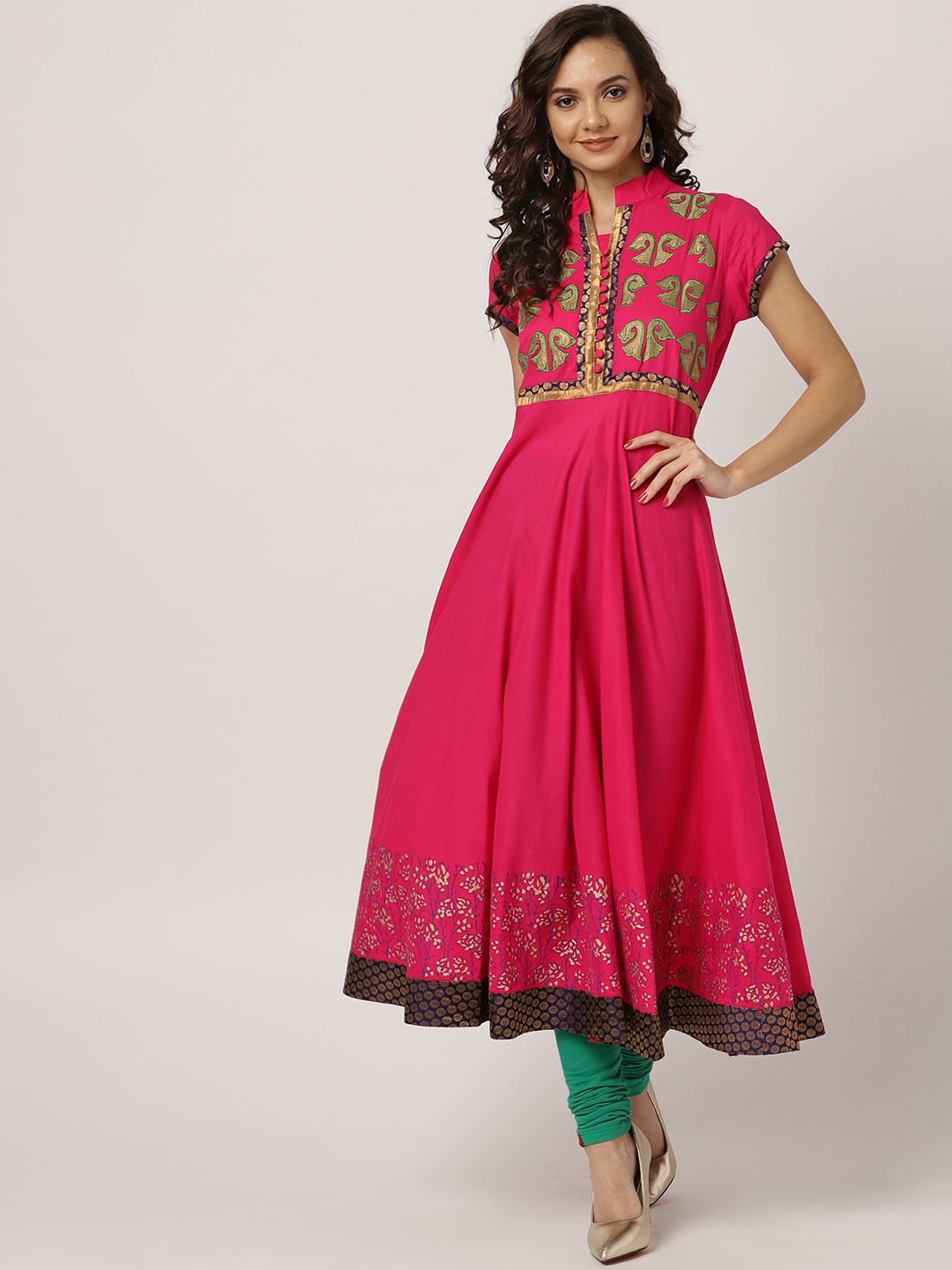 

MBE Women Pink Yoke Design Anarkali Kurta