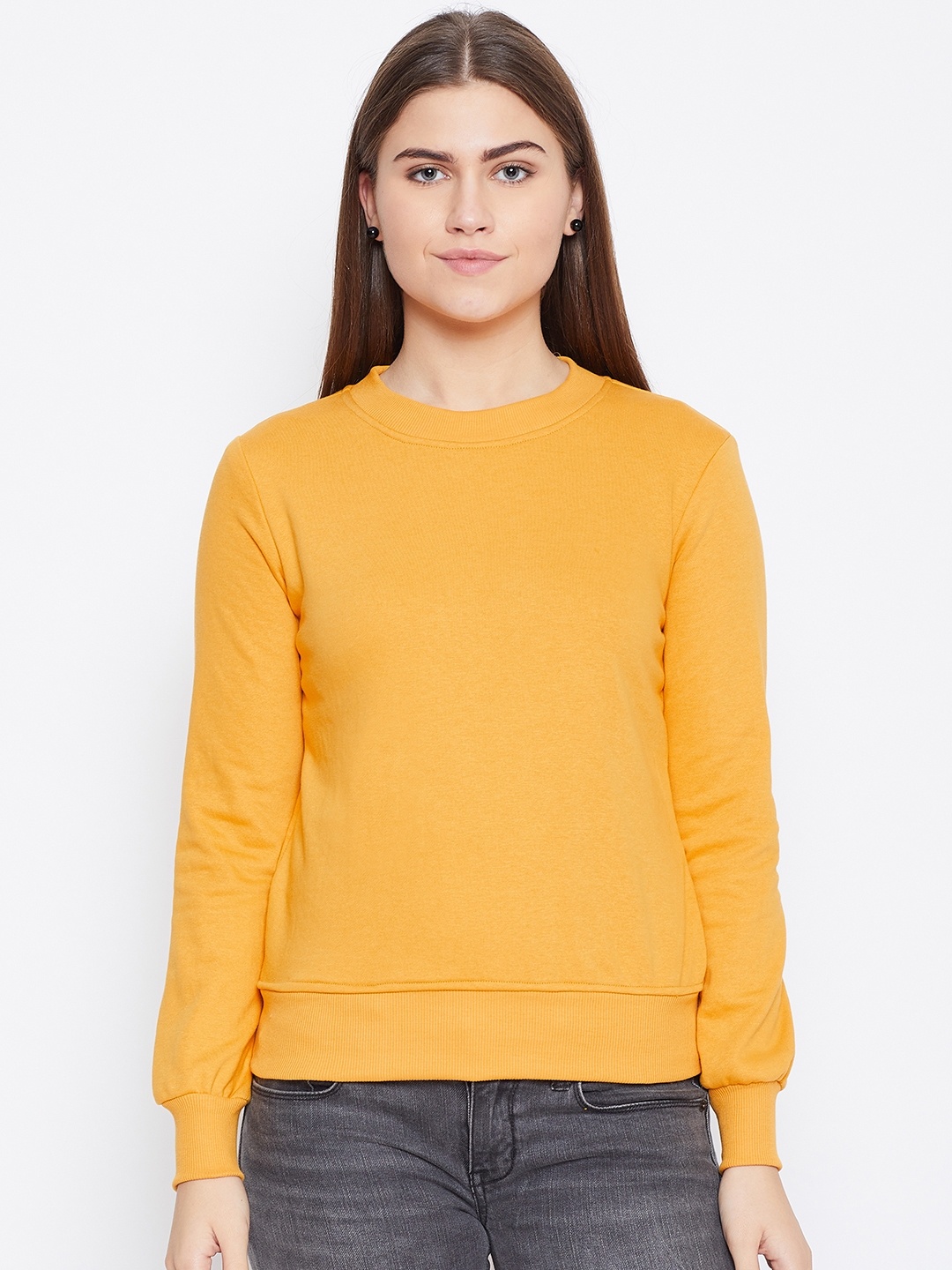 

Alsace Lorraine Paris Women Mustard Yellow Solid Sweatshirt