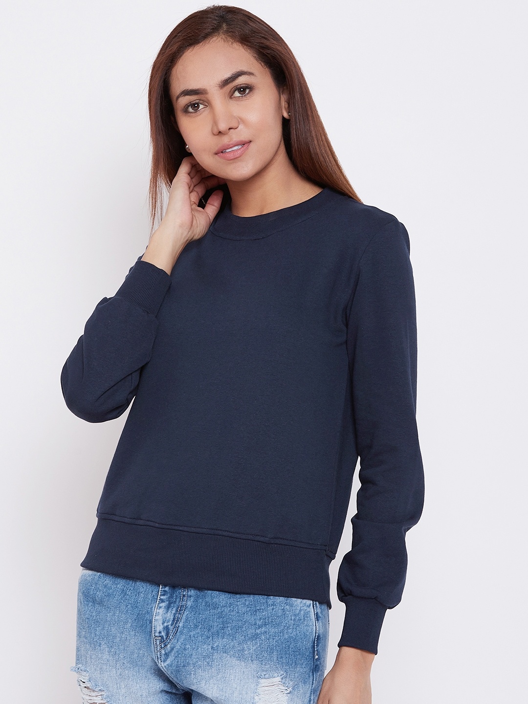 

Alsace Lorraine Paris Women Navy Blue Solid Sweatshirt