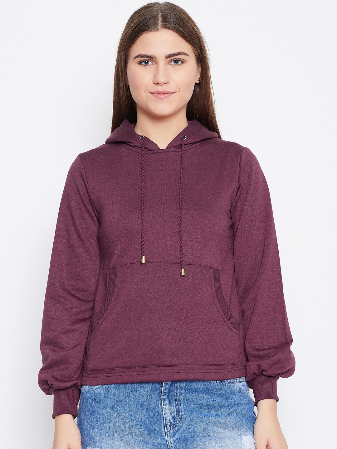 

Alsace Lorraine Paris Women Purple Solid Hooded Sweatshirt