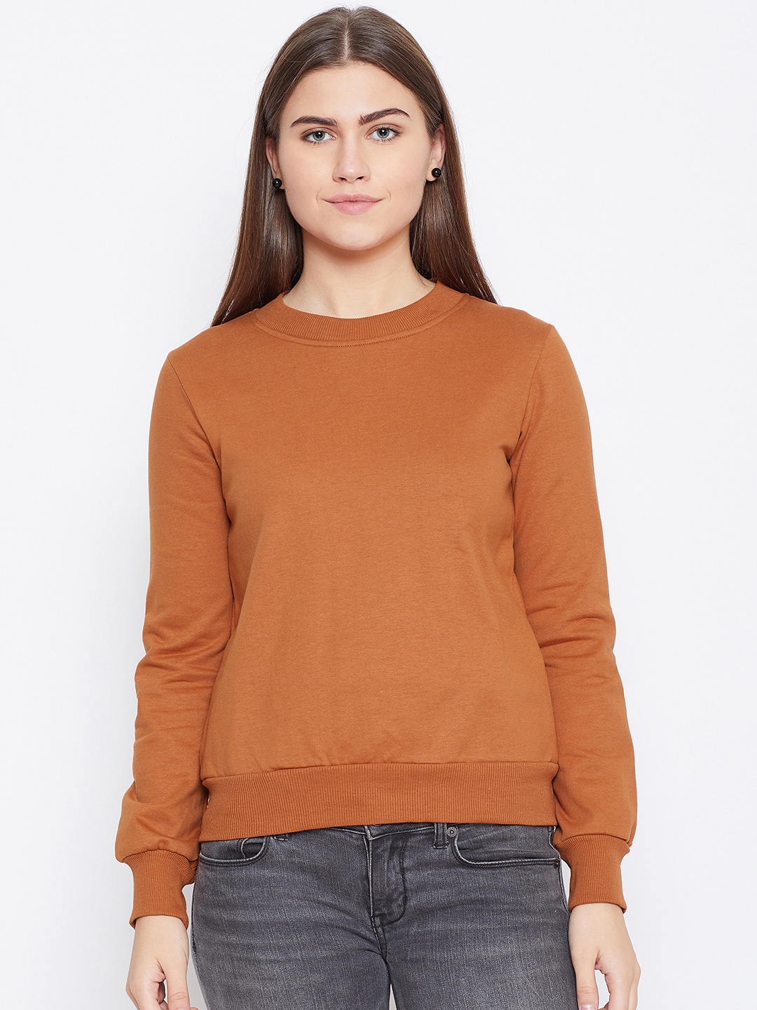 

Alsace Lorraine Paris Women Rust Brown Solid Sweatshirt