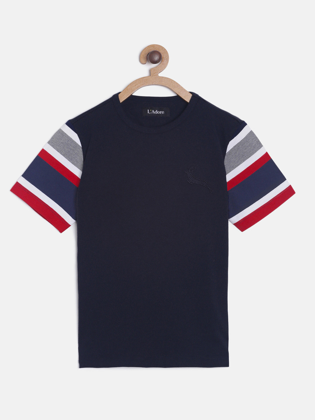 

LAdore Boys Black Solid Round Neck Pure Cotton T-shirt
