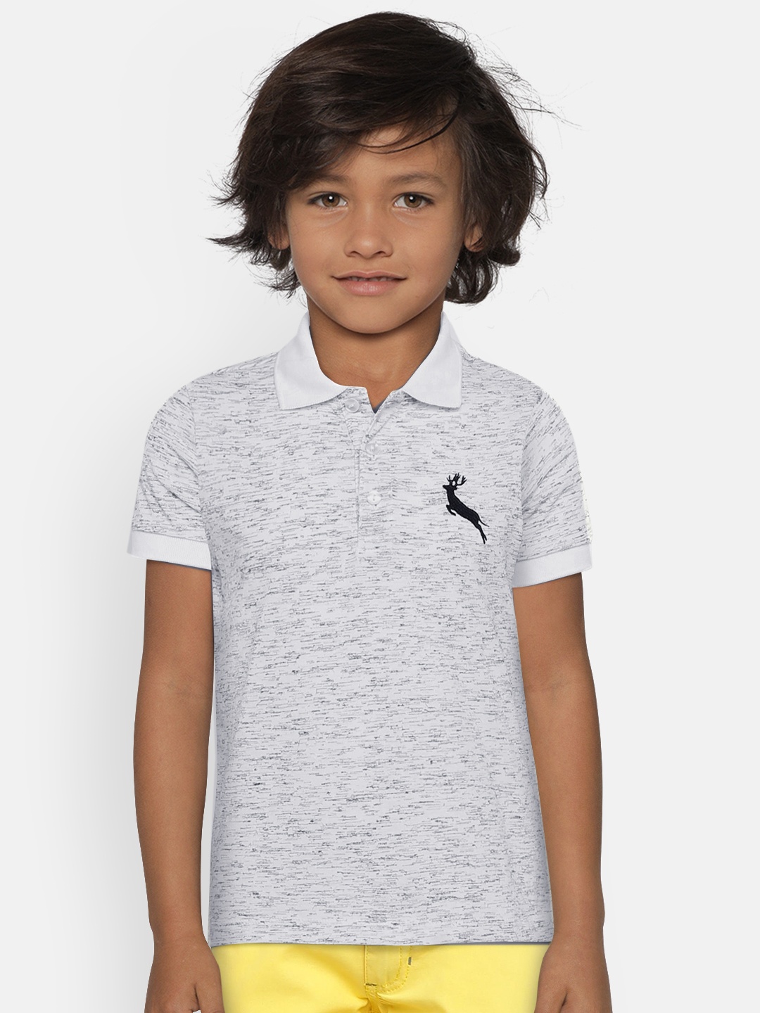 

LAdore Boys Off-White Self Design Polo Collar T-shirt