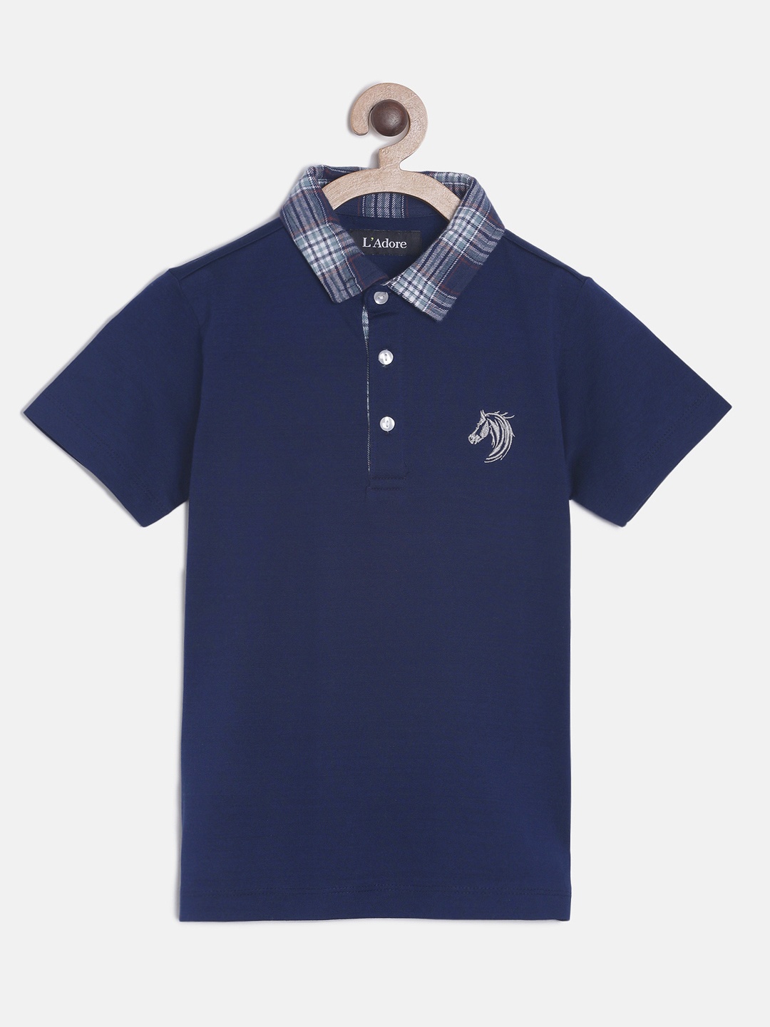

LAdore Boys Navy Blue Solid Polo Collar Mercerized T-shirt