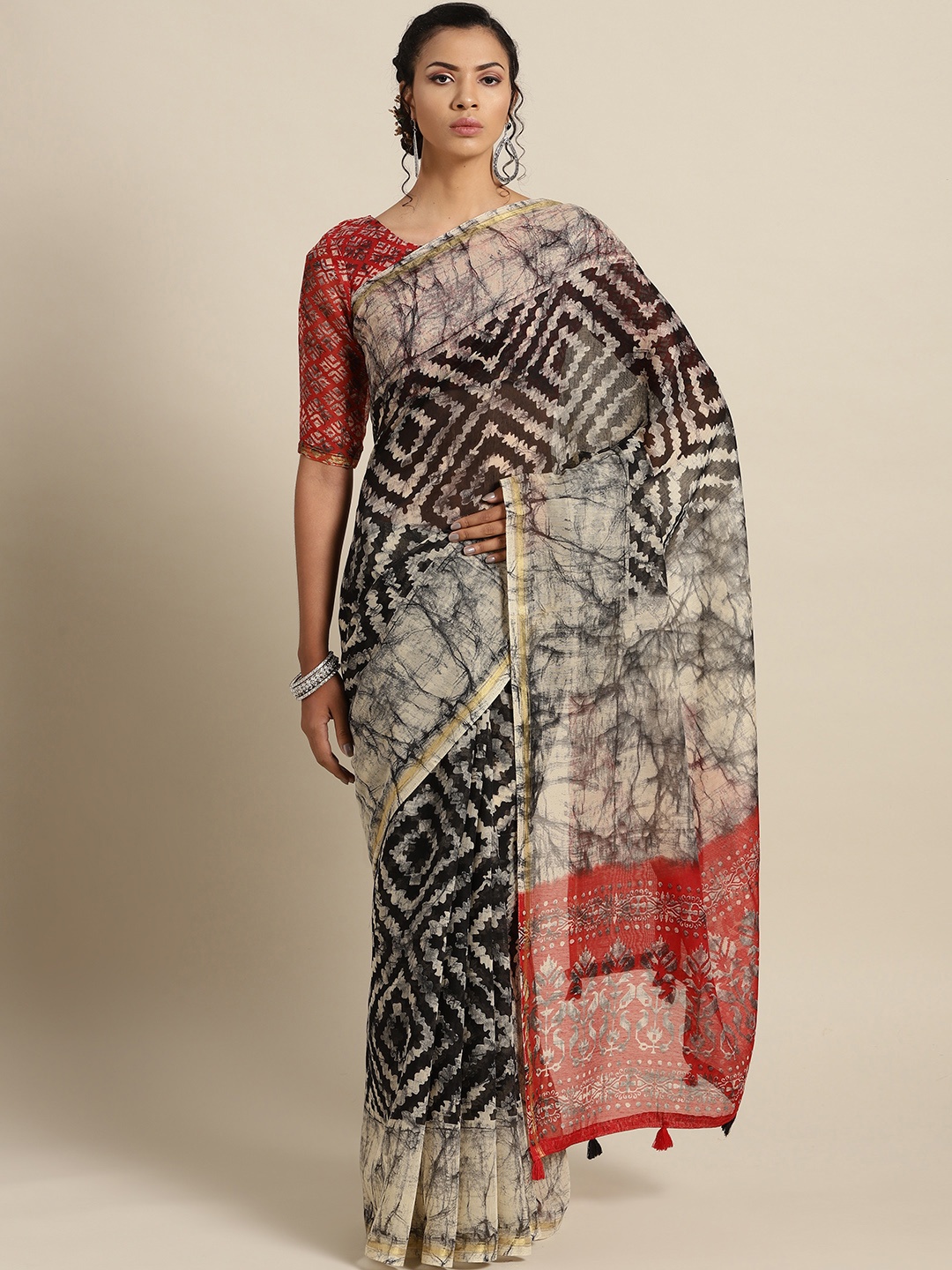 

Saree mall Black & Beige Printed Saree