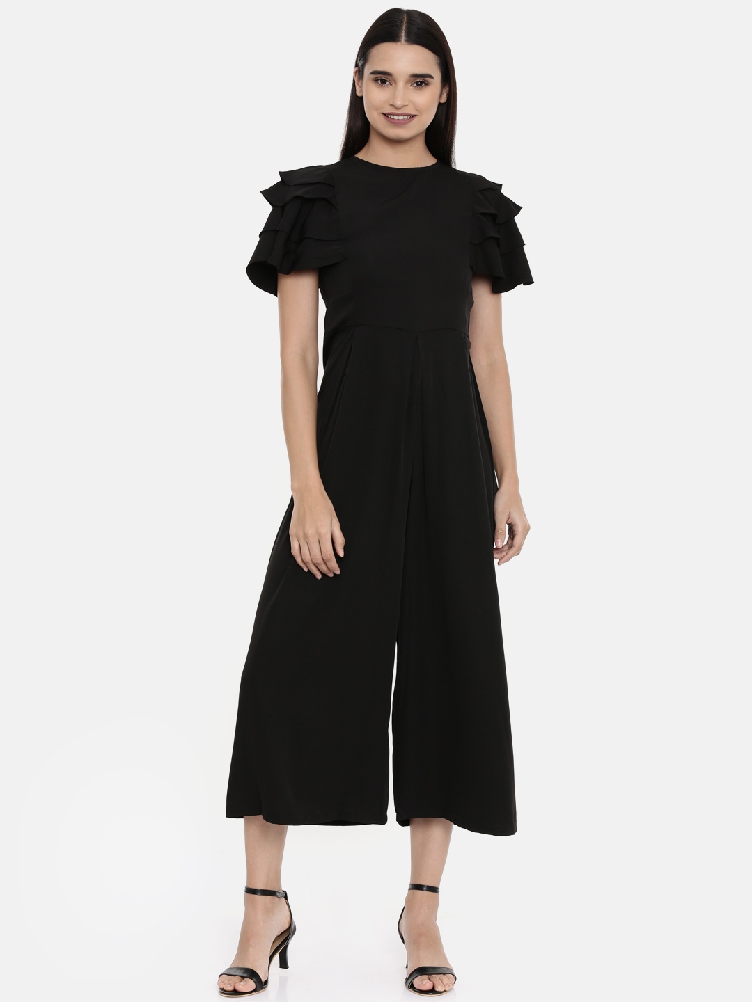 

Uptownie Lite Women Ruffle Sleeves Midi Jumpsuit, Black