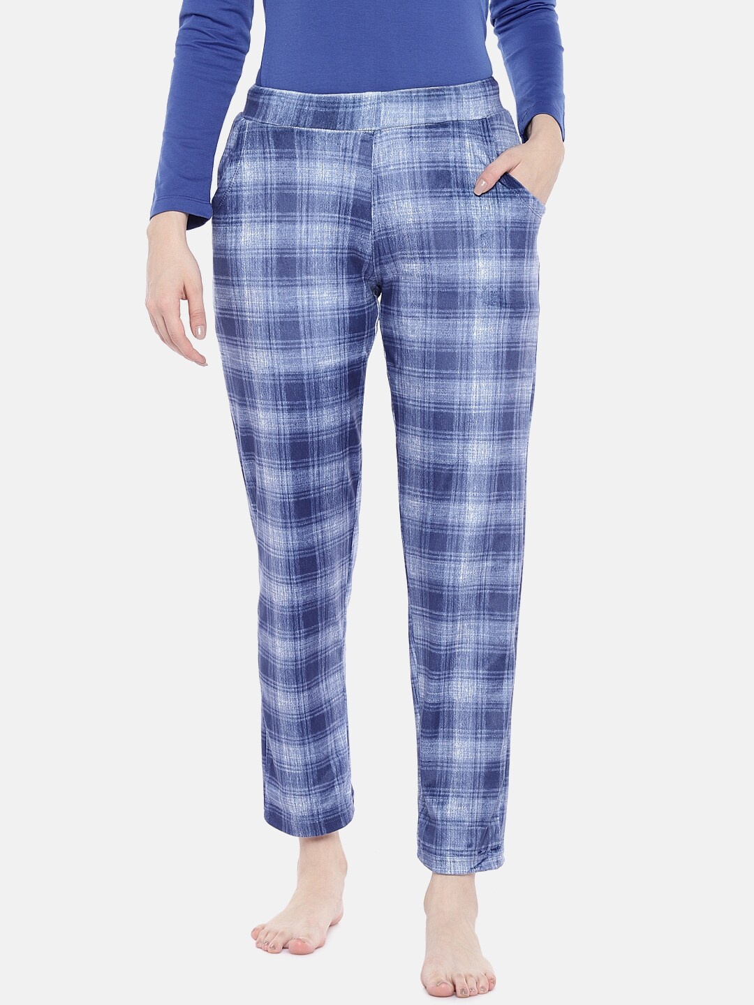 

Sweet Dreams Women Blue Checked Lounge Pants