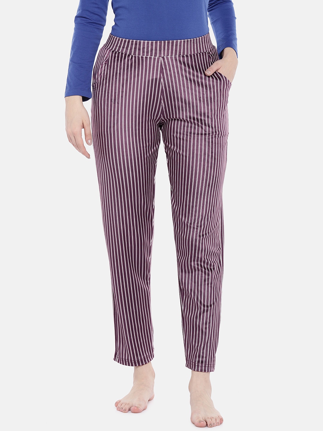 

Sweet Dreams Women Burgundy Striped Lounge Pants