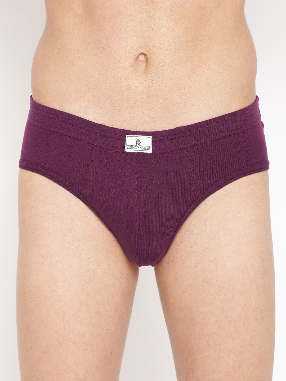 

ROMEO ROSSI Men Aubergine Solid Basic Briefs RBIE-1003-WN, Purple
