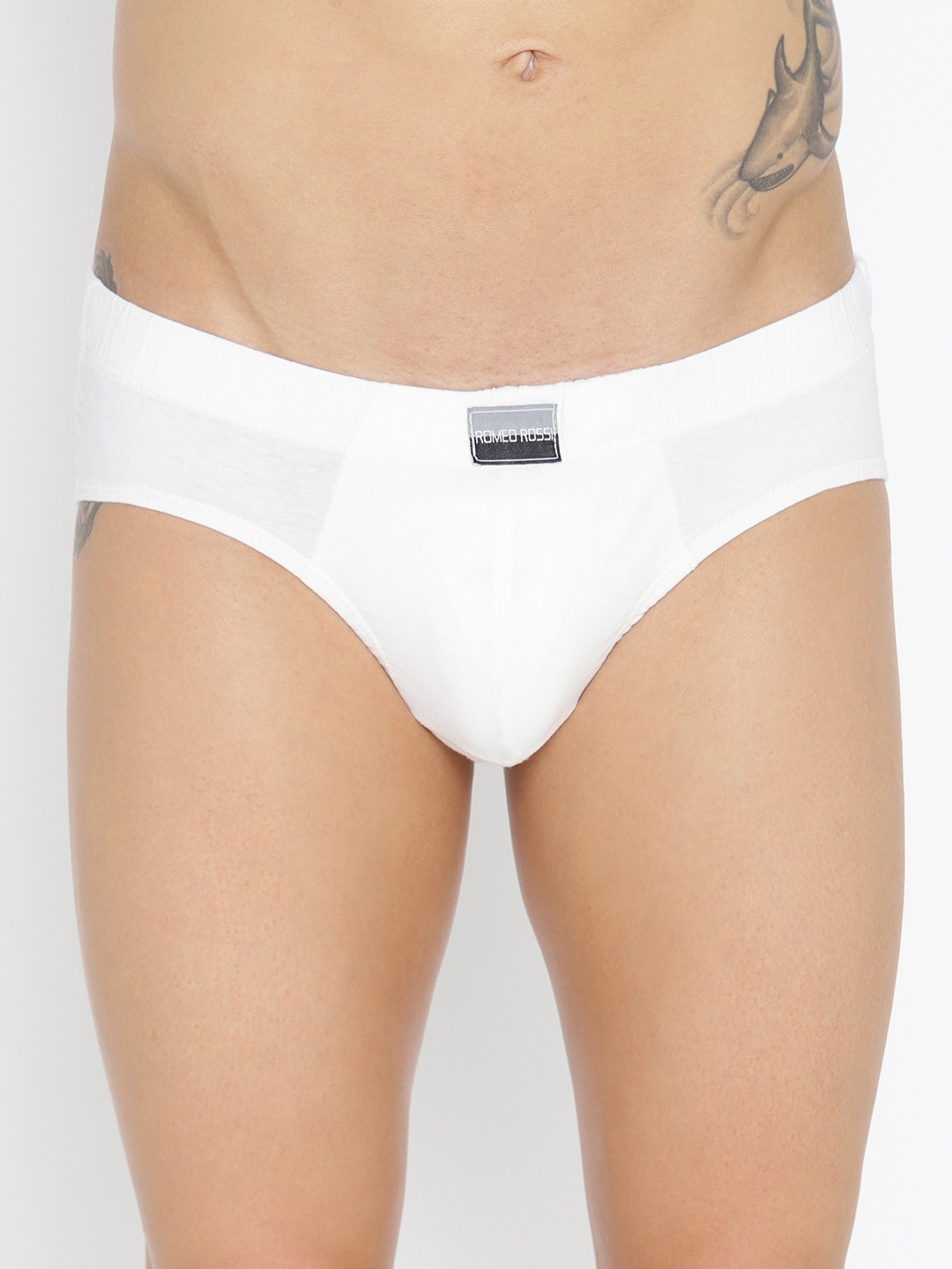 

ROMEO ROSSI Men White Solid Brief SBIE-1002