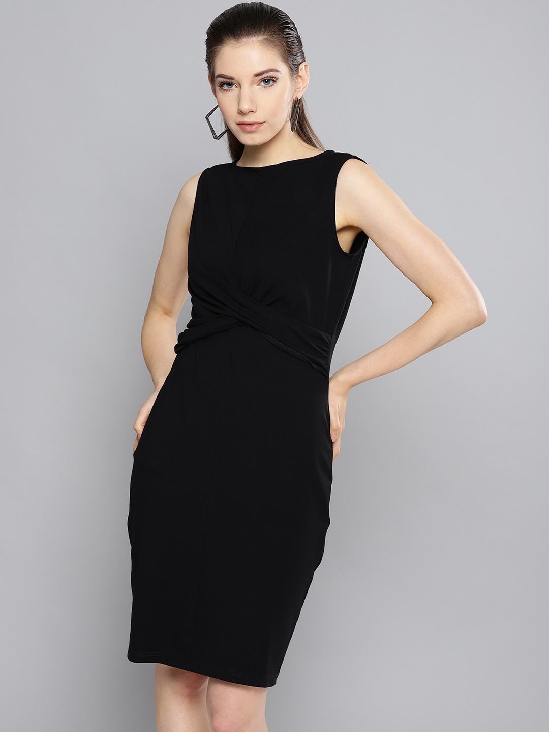 

Besiva Women Black Solid Sheath Dress