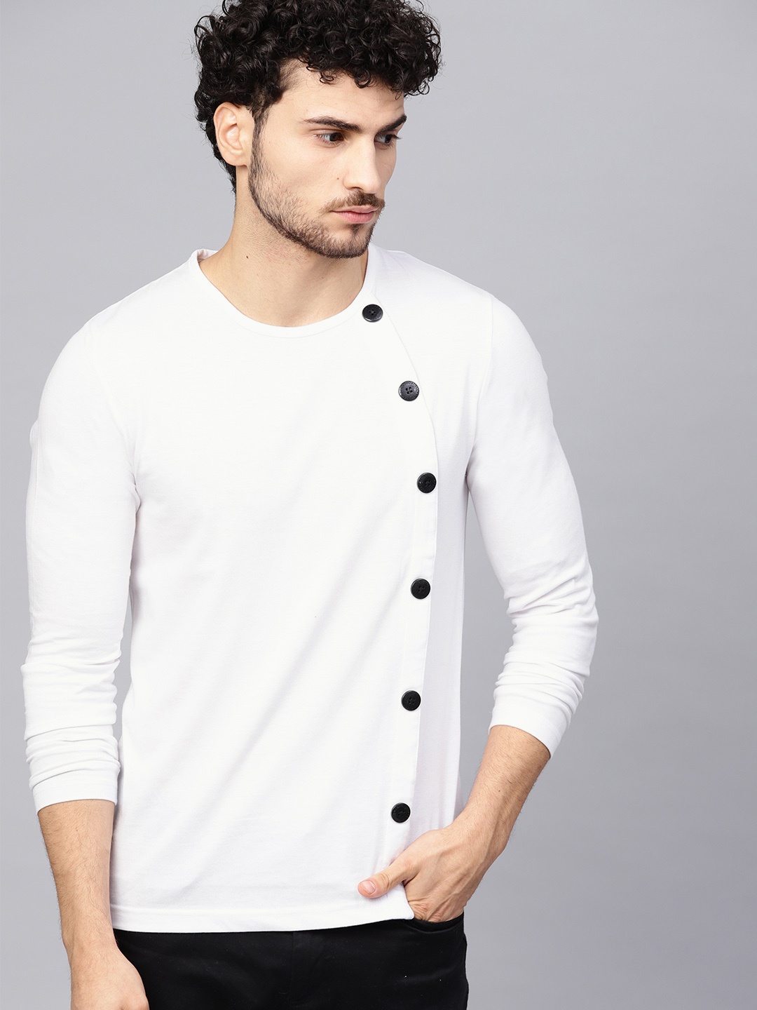 

Seven Rocks Men White Slim Fit Solid Round Neck T-shirt