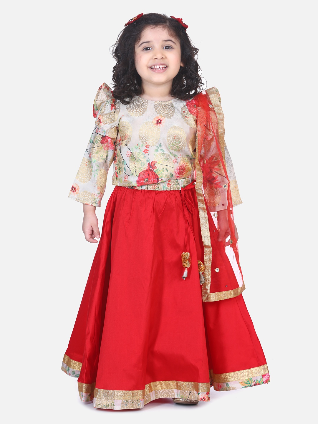 

LilPicks Red Ready to Wear Lehenga & Blouse with Dupatta