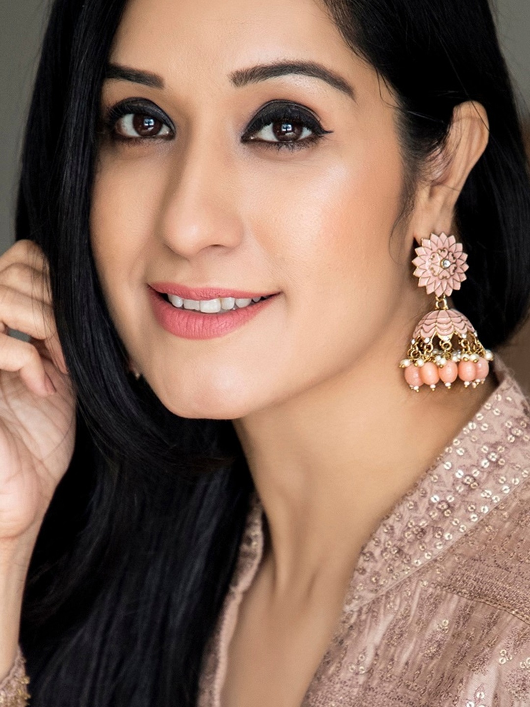 

Rubans Gold-Plated & Handcrafted Dome Shaped Jhumkas