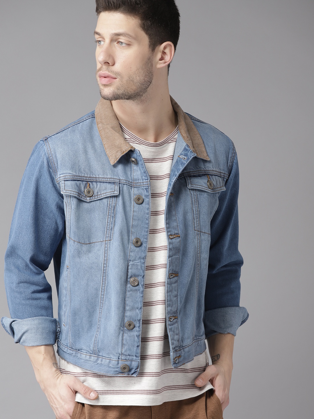 

The Roadster Lifestyle Co Men Blue Solid Denim Jacket