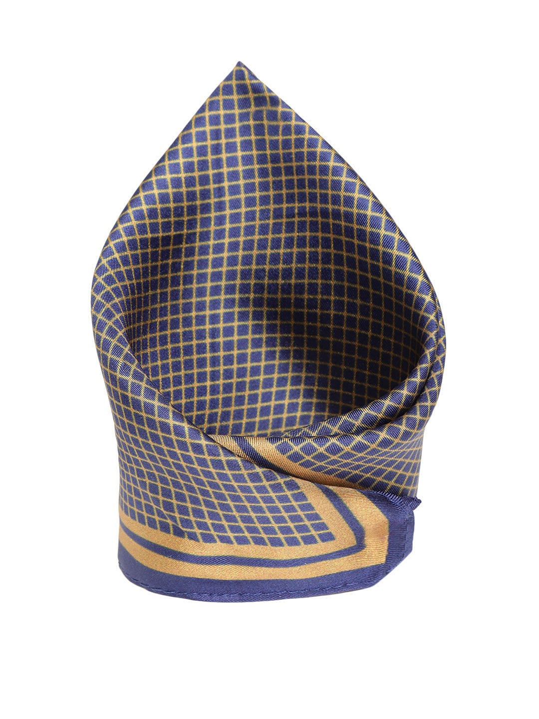 

Park Avenue Navy Blue & Brown Checked Pocket Square