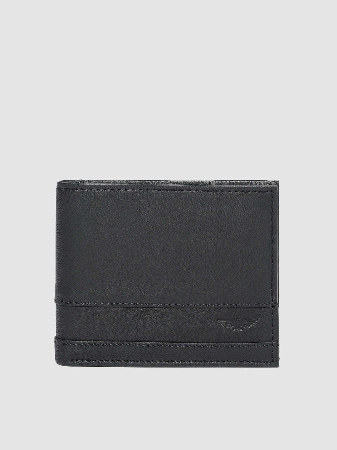 

Park Avenue Men Black Leather Solid Two Fold Wallet