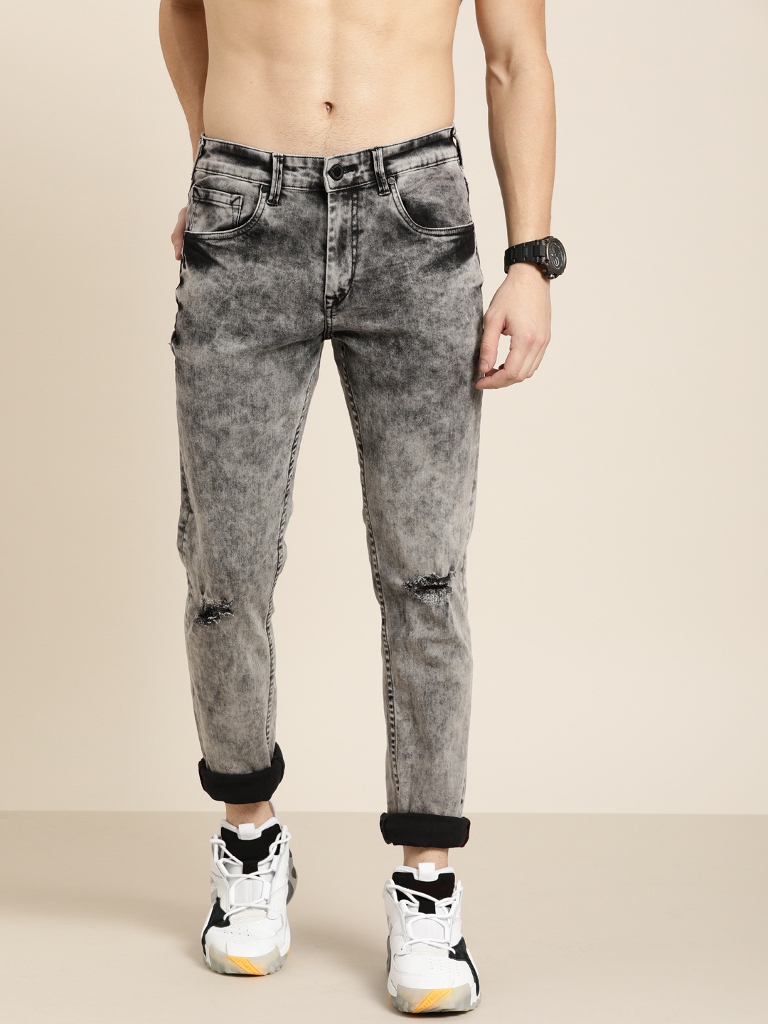 

Moda Rapido Men Grey Slim Fit Mid-Rise Mildly Distressed Stretchable Jeans