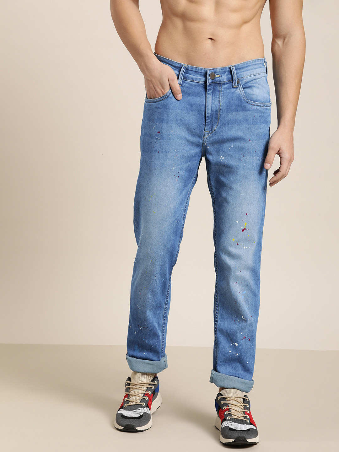 

Moda Rapido Men Blue Slim Fit Mid-Rise Clean Look Stretchable Jeans With Printed Detail