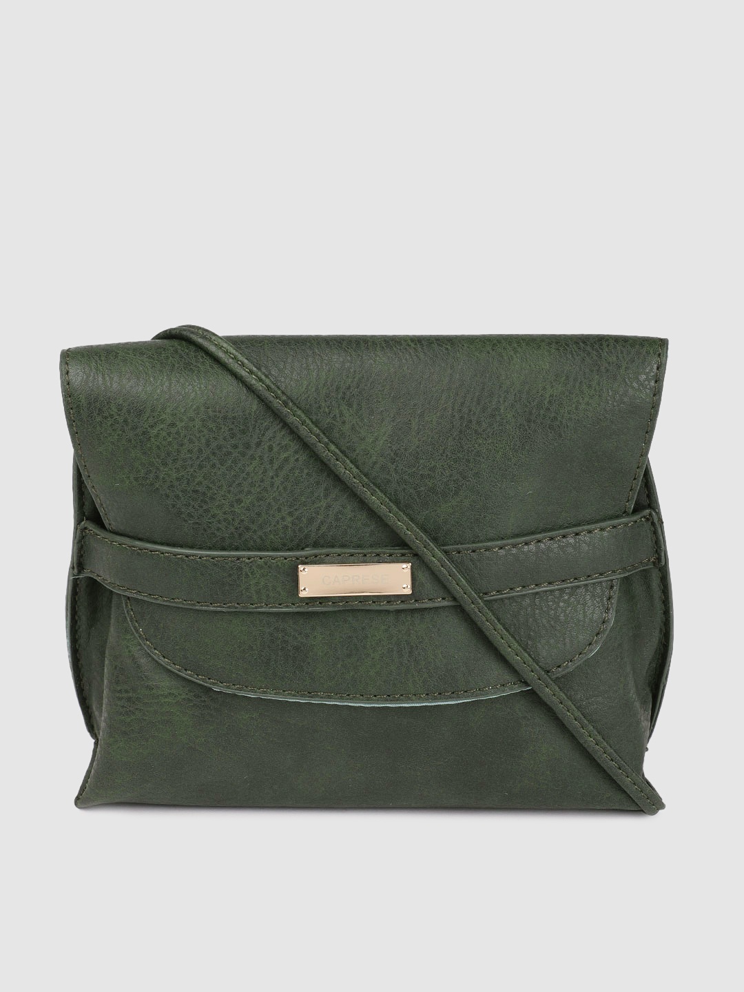 

Caprese Dark Olive Green Solid Sling Bag