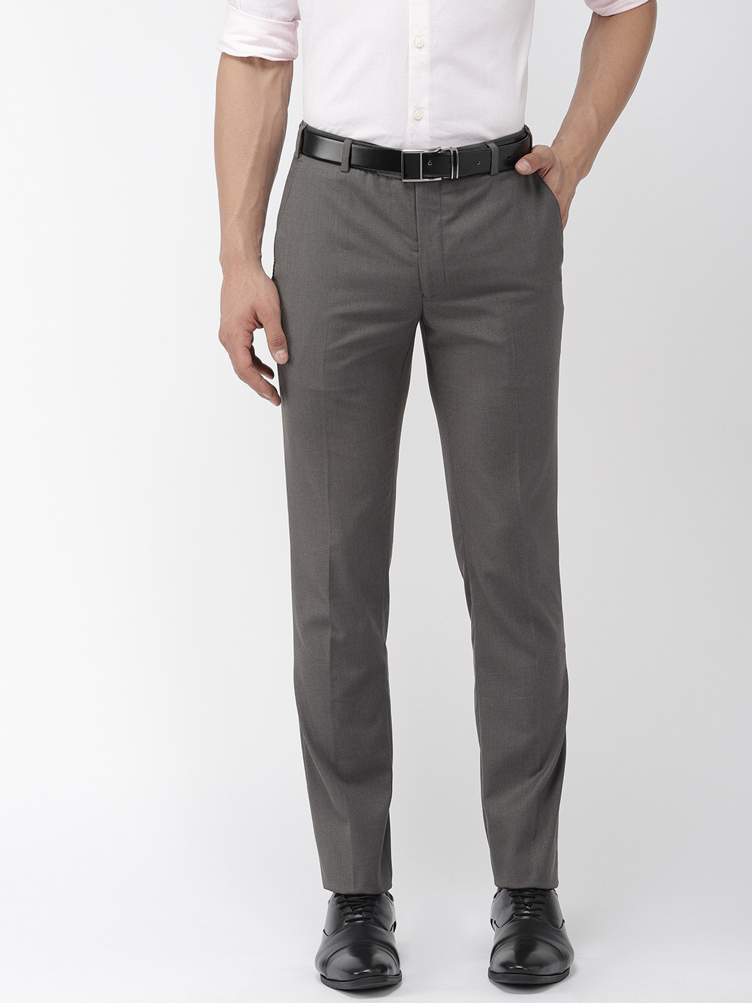 

Raymond Men Grey Slim Fit Solid Formal Trousers