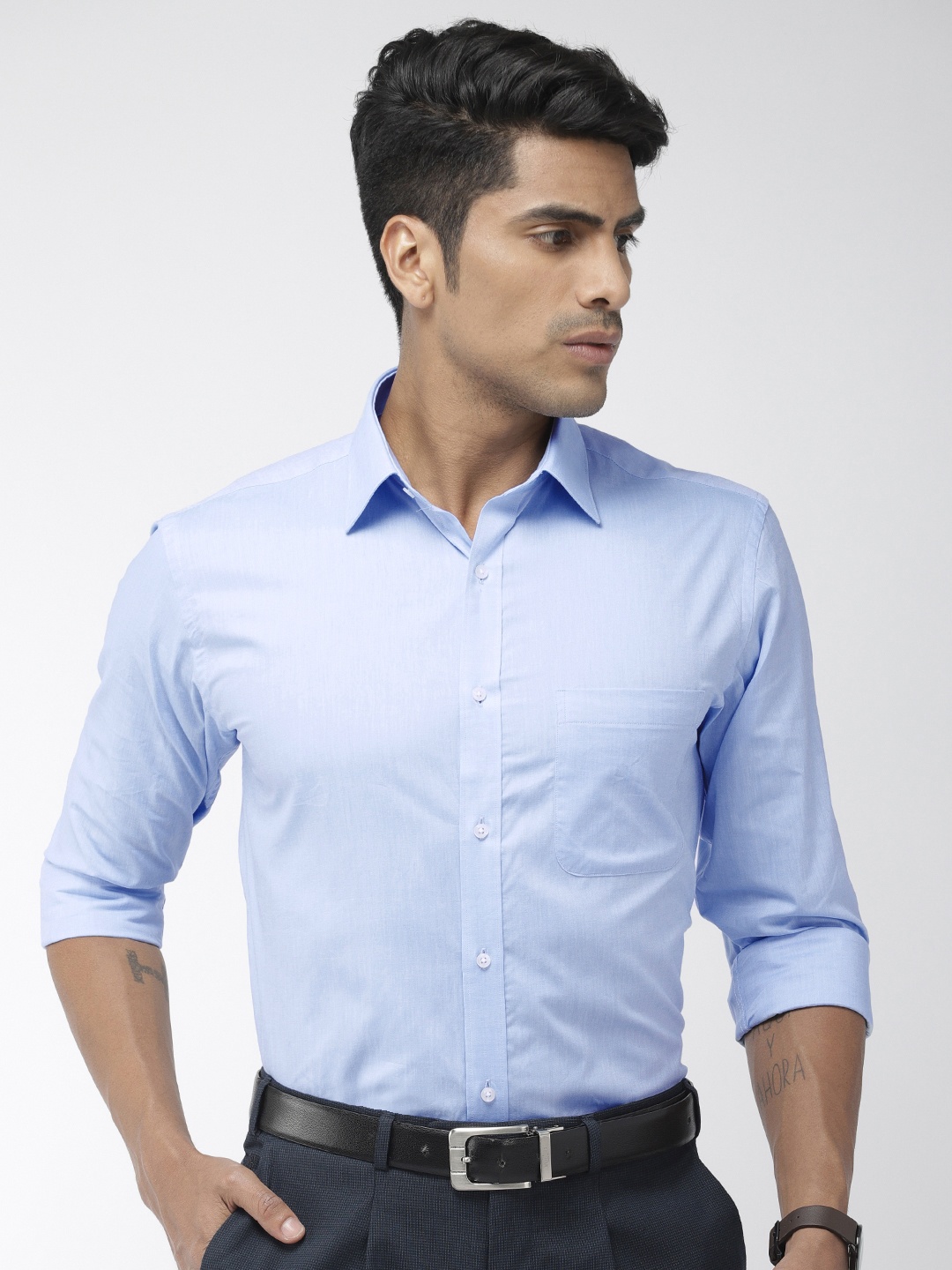 

Raymond Men Blue Slim Fit Solid Casual Shirt