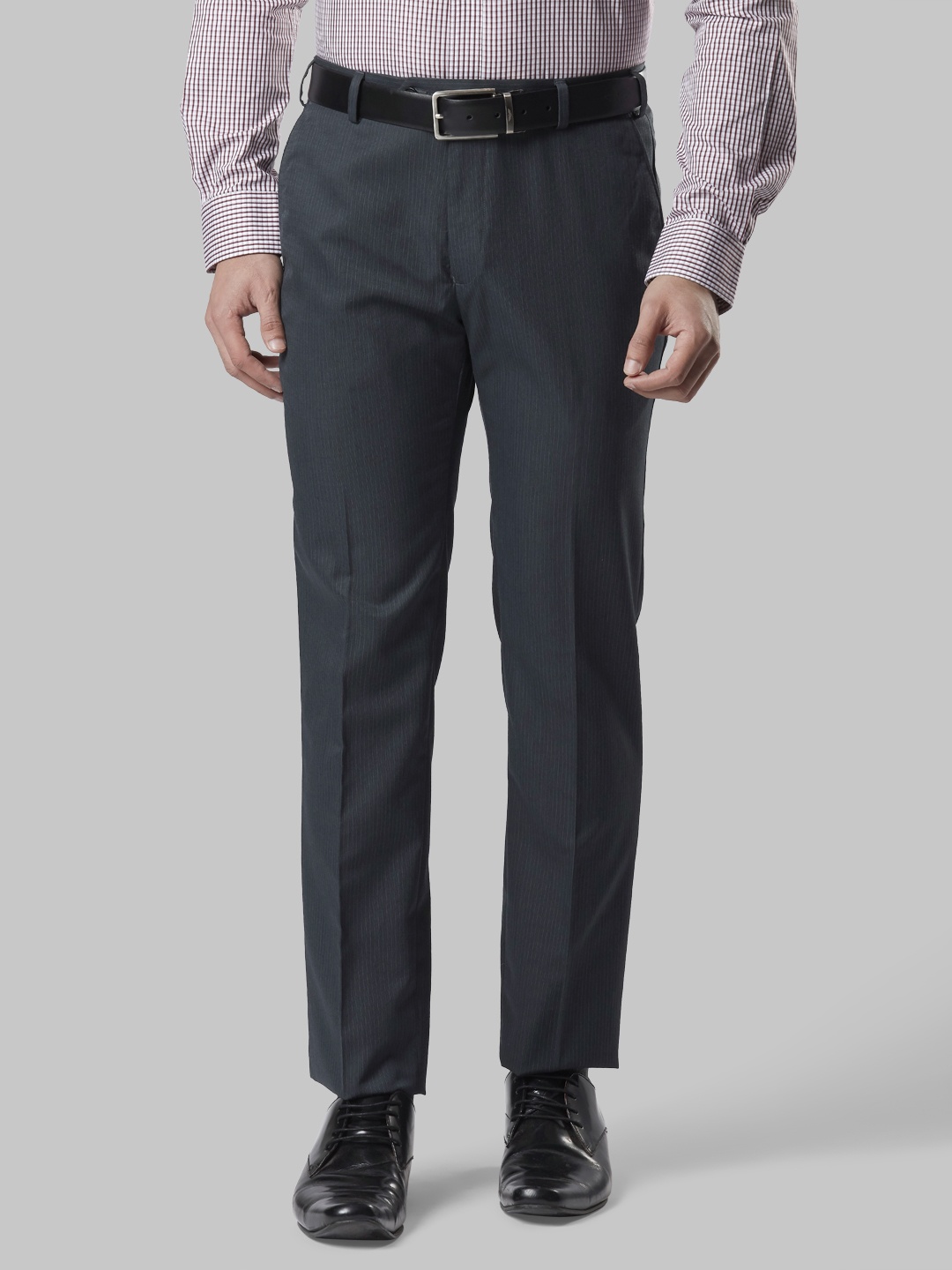 

Raymond Men Blue Slim Fit Solid Formal Trousers