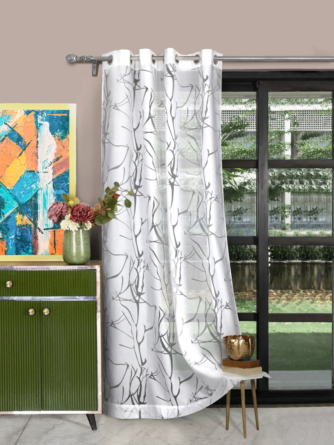 

ROSARA HOME White Single Sheer Long Door Curtain