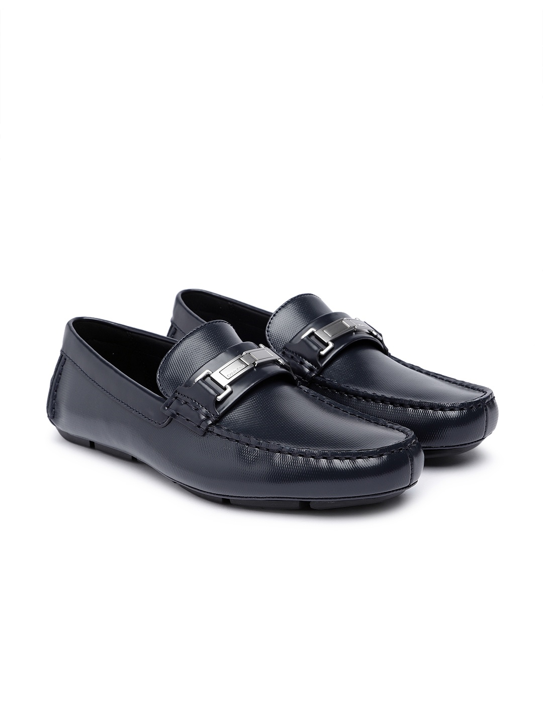 

Calvin Klein Men Navy Blue Leather Driving Shoes