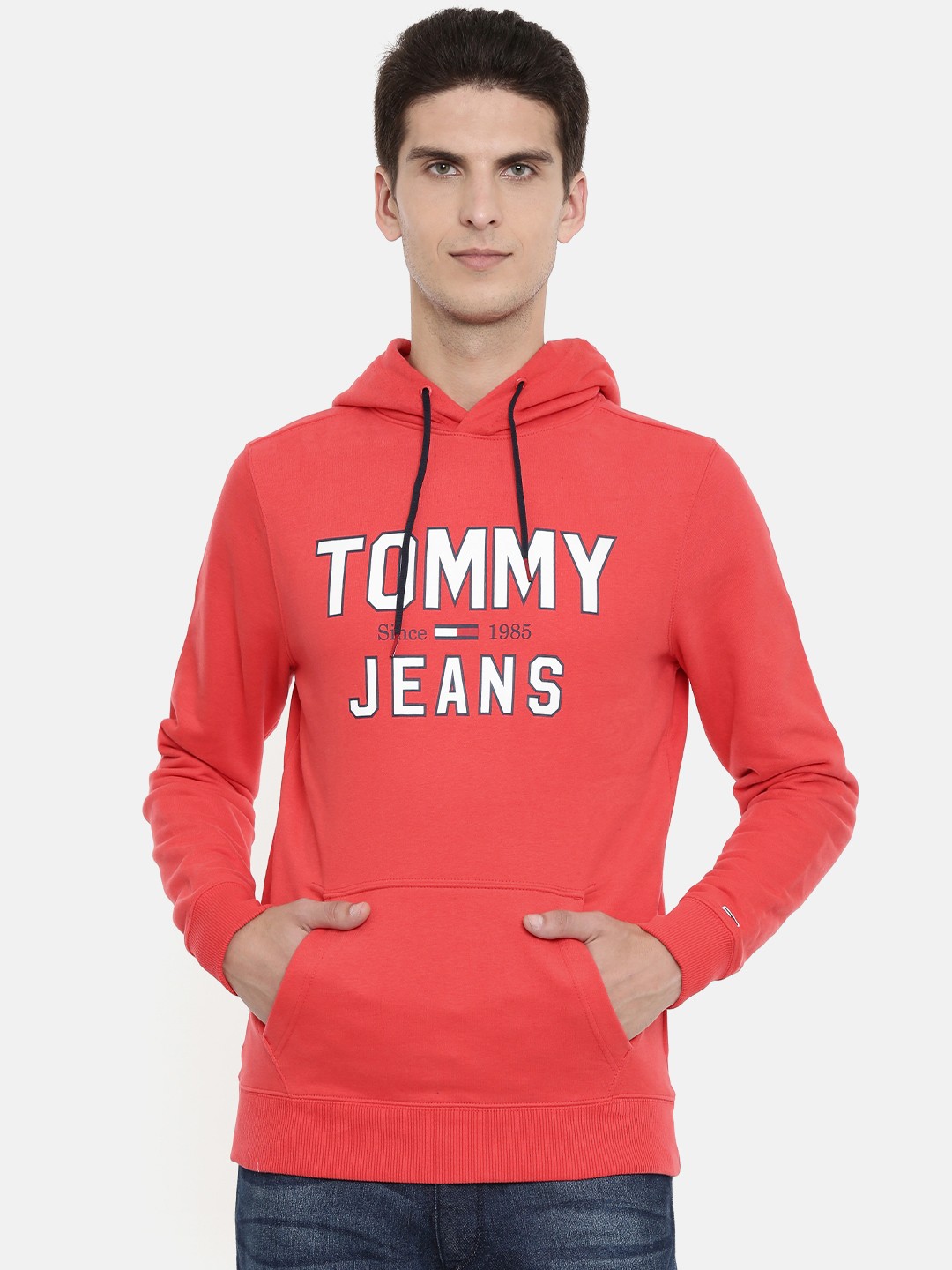 

Tommy Hilfiger Men Red Printed Hooded Sweatshirt
