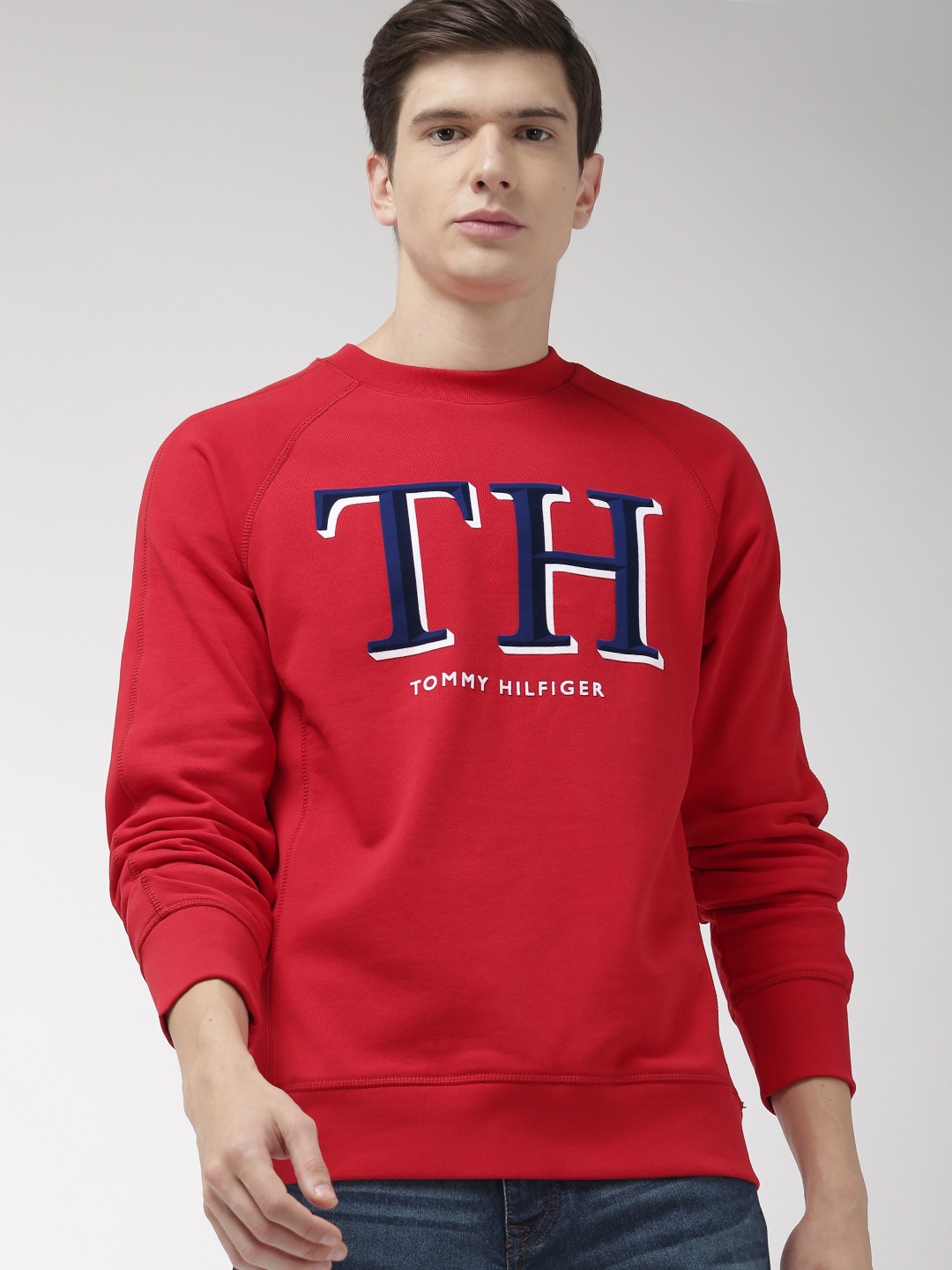 

Tommy Hilfiger Men Red Self Design Sweatshirt