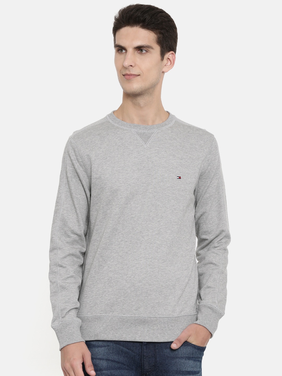 

Tommy Hilfiger Men Grey Solid Sweatshirt