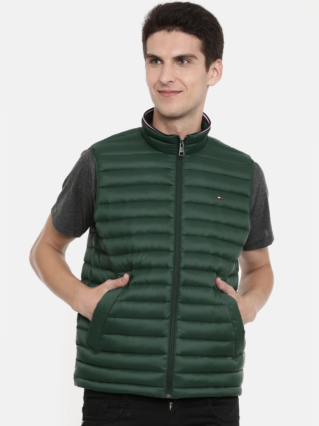 

Tommy Hilfiger Men Green Solid Puffer Jacket
