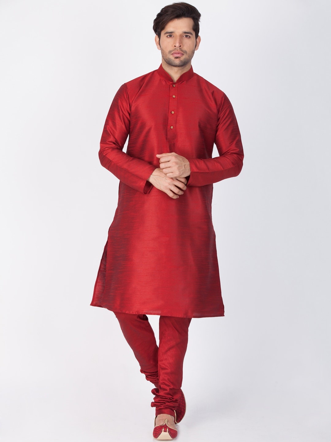 

VASTRAMAY Men Maroon Solid Kurta with Churidar